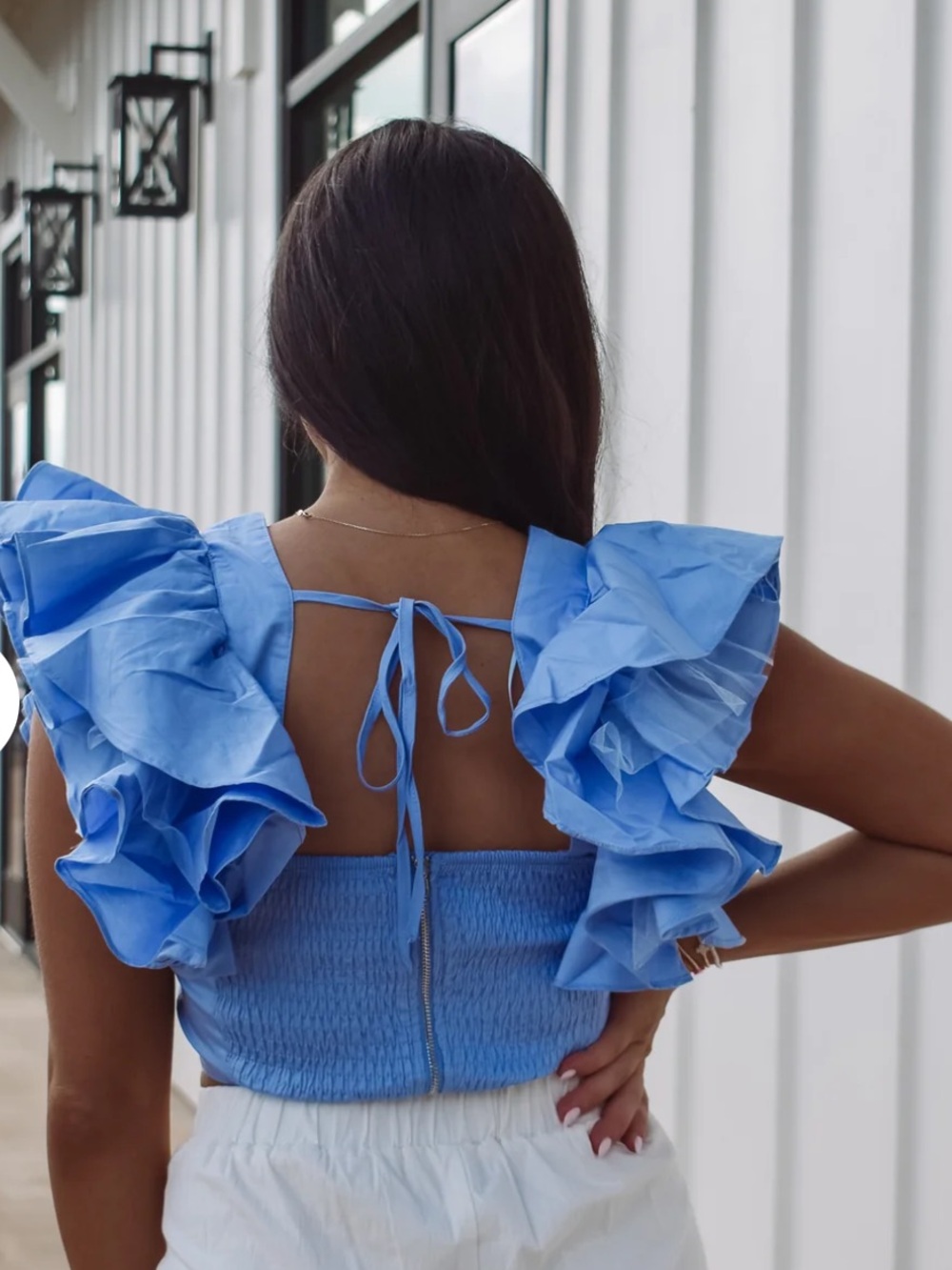 Blue Ruffle Top - Picture 2 of 6